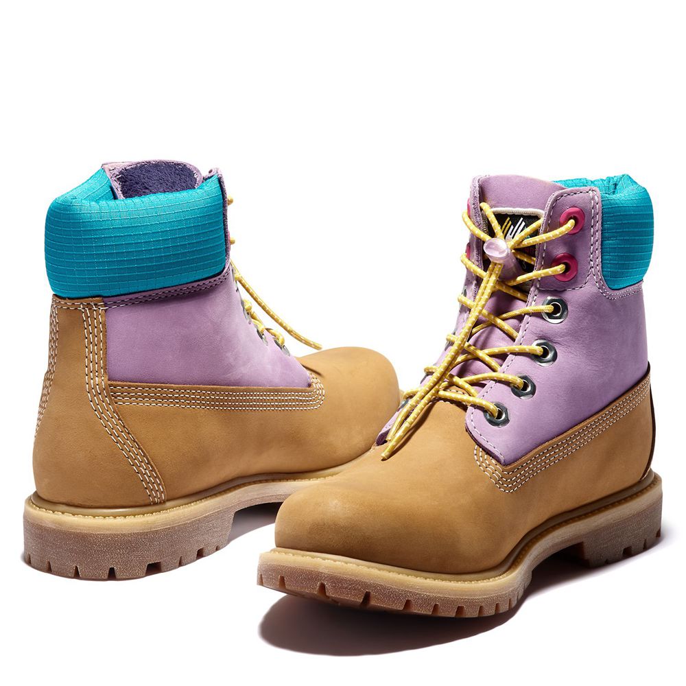 Timberland 6-Inch Μποτακια Γυναικεια Καφε/Μωβ - Premium Waterproof - Greece 9230851-KS